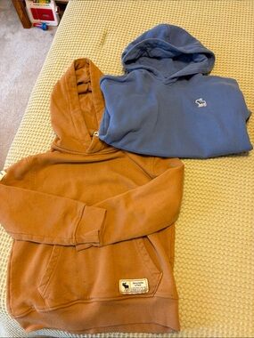 Abercrombie & Fitch Hoodies in Rust Brown and Slate Blue